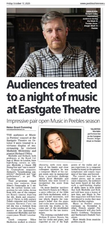 Mathilde Milwidsky & Richard Uttley opened the Music in Peebles season